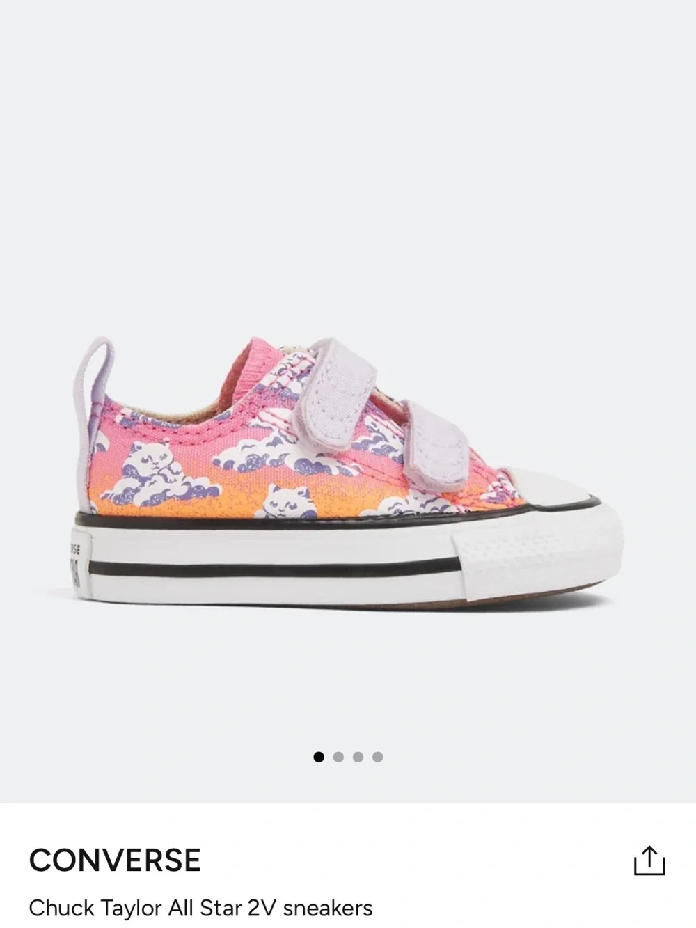 Converse Kids Chuck Taylor All Star 2V Pink & Orange Cat Print Sneakers